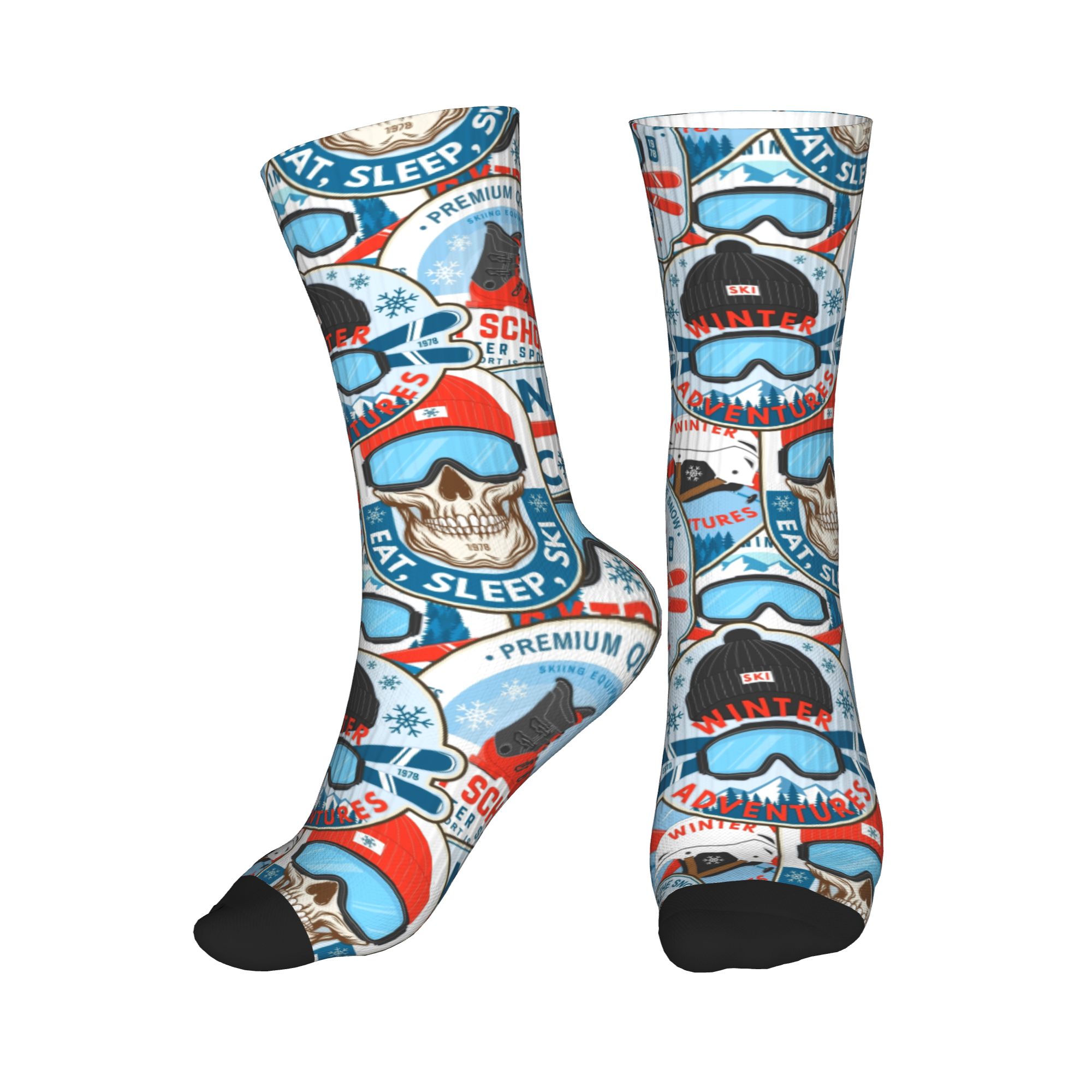 Women Fashion Youtube - Chaussettes vintage rouges et bleues à