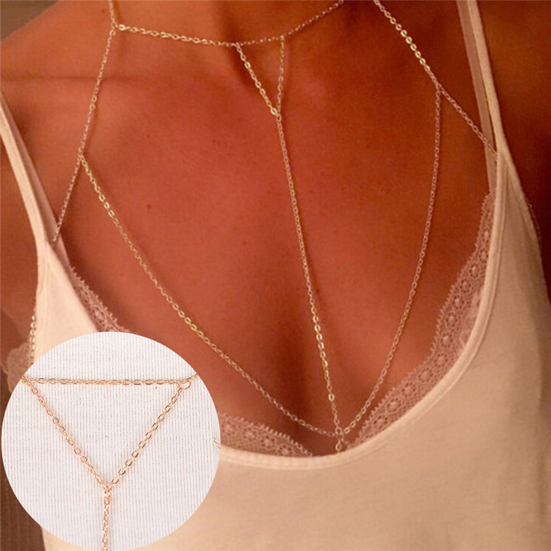 Women'S Fashion Harness - Soutien-gorge à maillons dorés et argentés