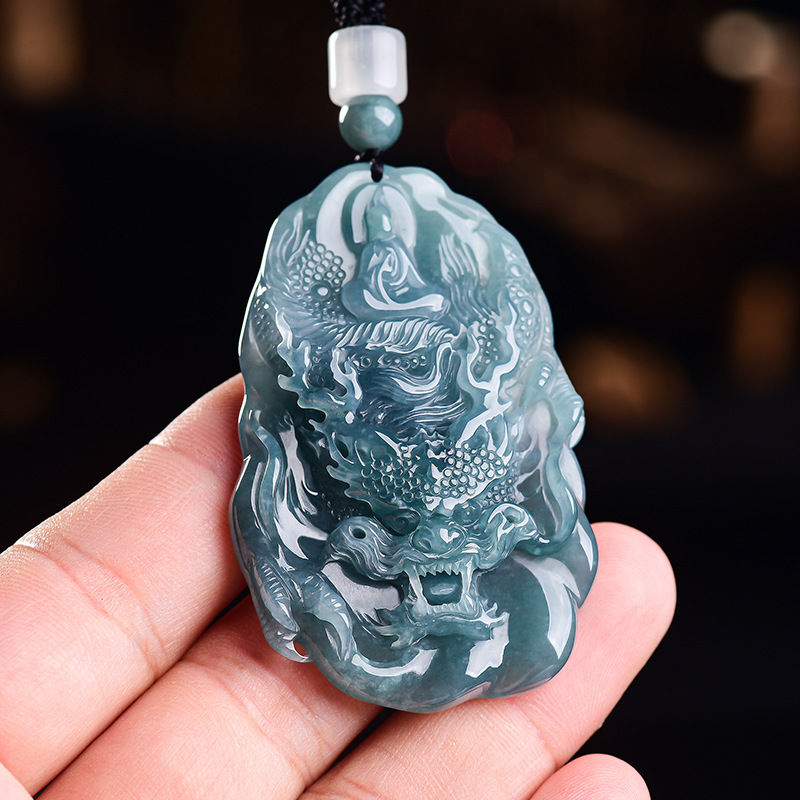 Women Fashion Designer - Collier pendentif Dragon en jadéite birmane
