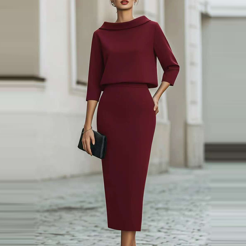 Women'S Fashion Quarter Zip - Ensemble élégant et simple de jupes