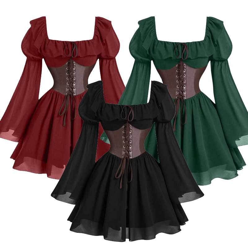 Women'S Fashion Renaissance Period - Robe à manches longues pour femmes,