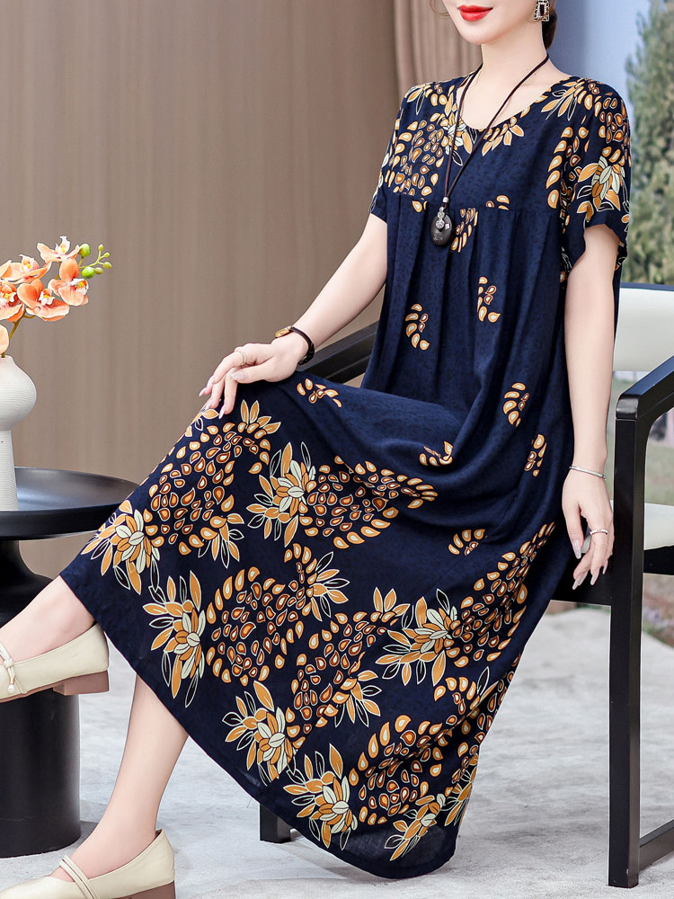 Women Fashion Over The Years - Robe élégante mi-longue en coton et