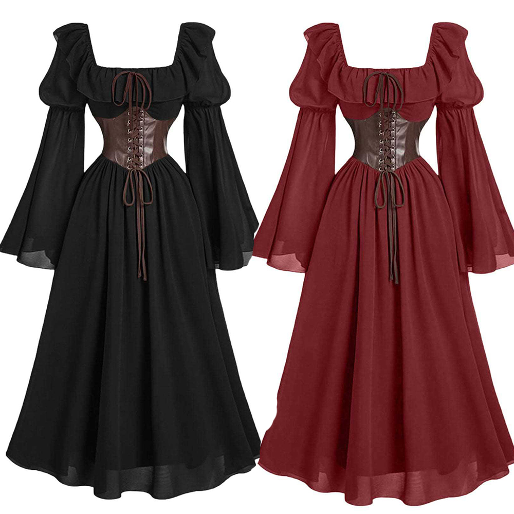 Women'S Fashion Renaissance Period - Robe longue à manches longues pour