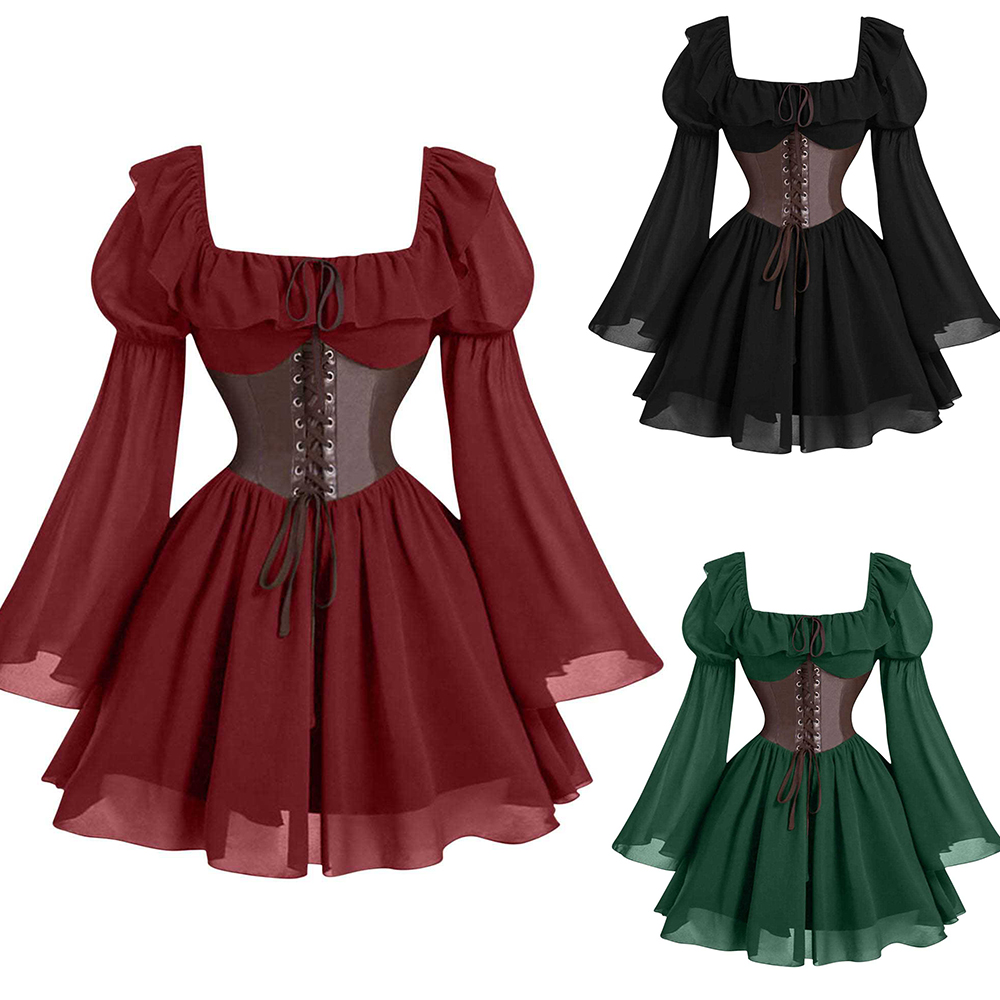 Women'S Fashion Renaissance Period - Robe à manches longues pour femmes,
