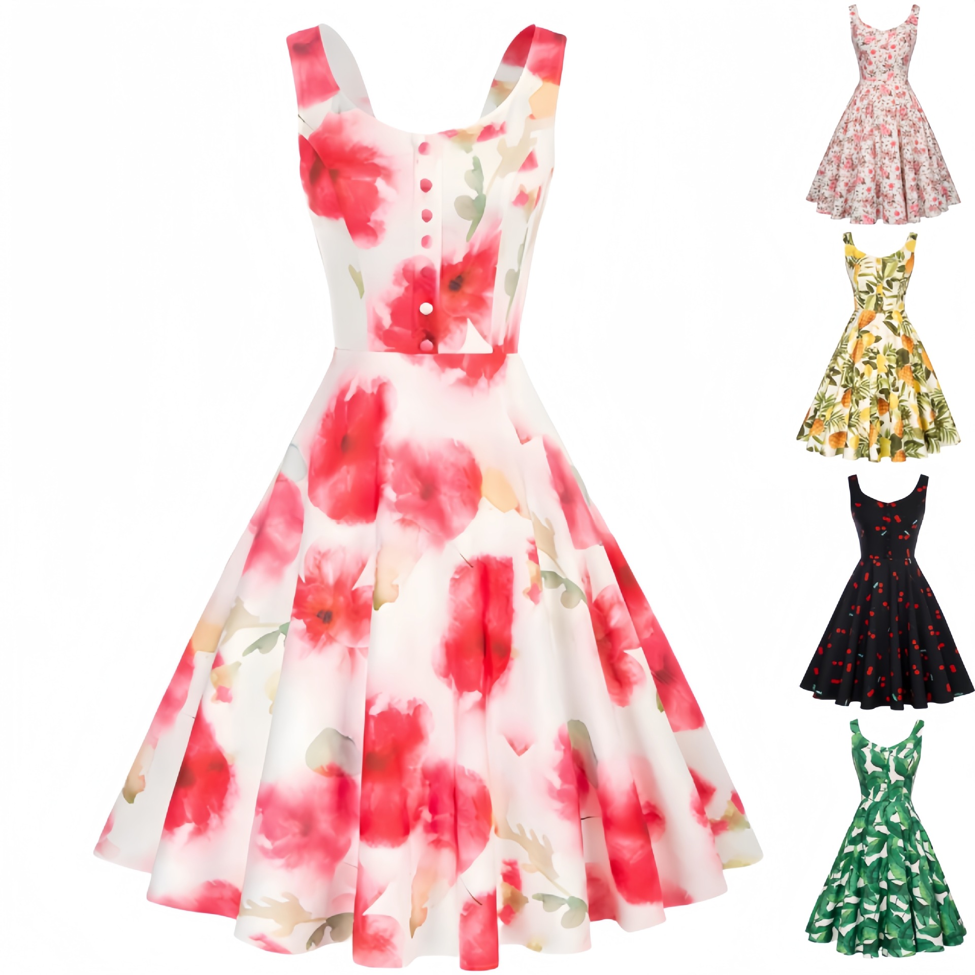 Women'S Fashion In The 1950S - Robe de cocktail rétro sans manches