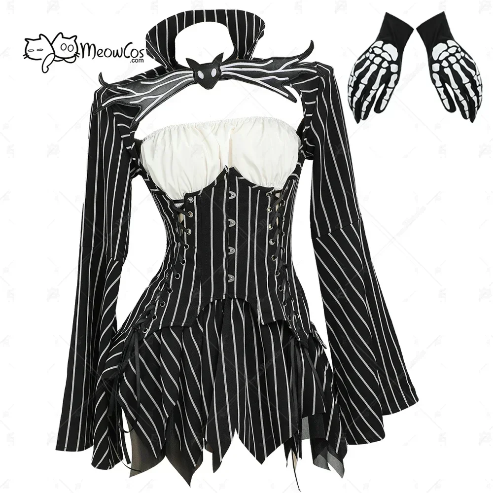 Women'S Fashion Gloves - MEOWCOS-Costume d'Halloween Jack Cosplay pour Femme,
