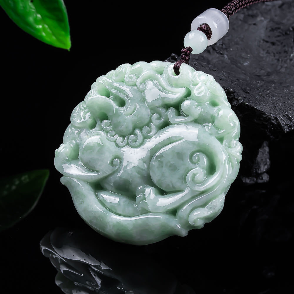 Women Fashion Designer - Collier pendentif Pixiu en jadéite naturelle