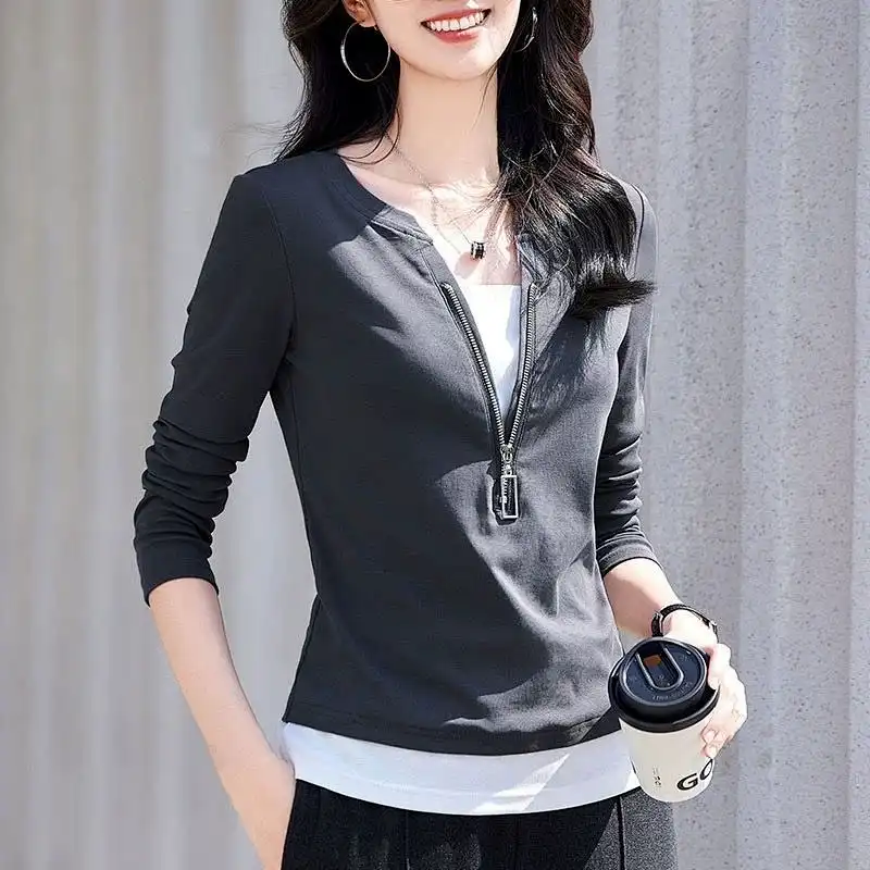 Faux chemisier deux pièces pou - Women'S Fashion Quarter Zip avis et prix