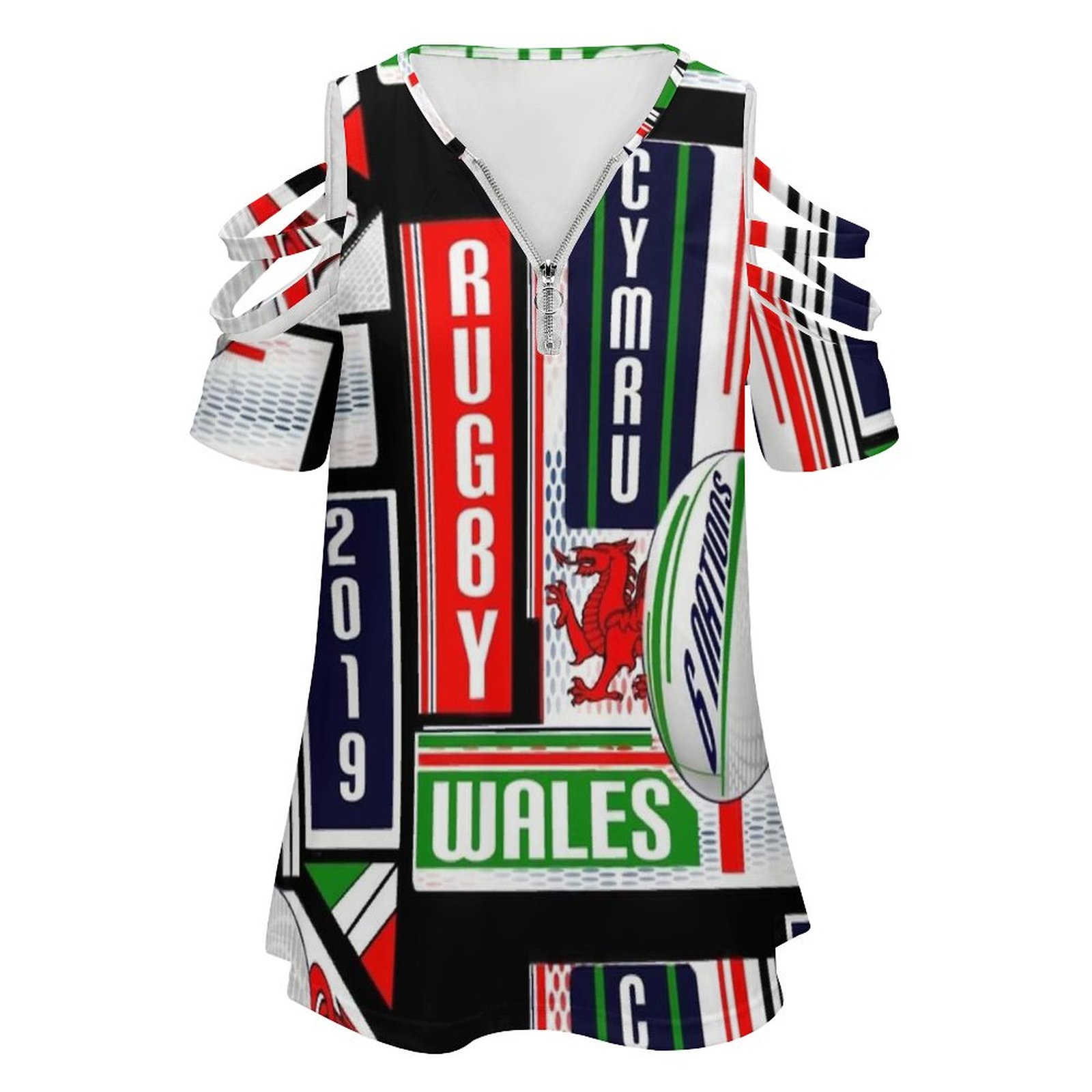 Cymru-T-shirt imprimé à manche - Women'S Fashion Rugby Top avis et prix
