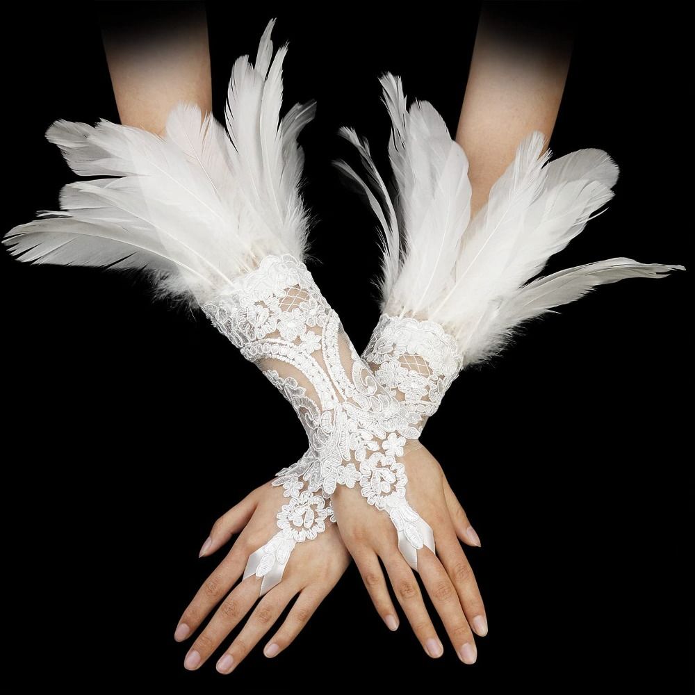 Gants longs en dentelle et plu - Women Fashion Gloves avis et prix